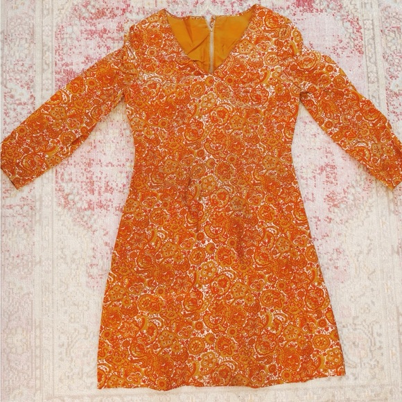 Handmade Dresses & Skirts - Vintage Women’s 1960s Vibrant Orange Paisley Dress Handmade